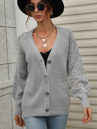 Single-breasted Solid Color Knitted Cardigan Loose