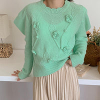 Women's Three-dimensional Flower Pullover Sweater Design Sense