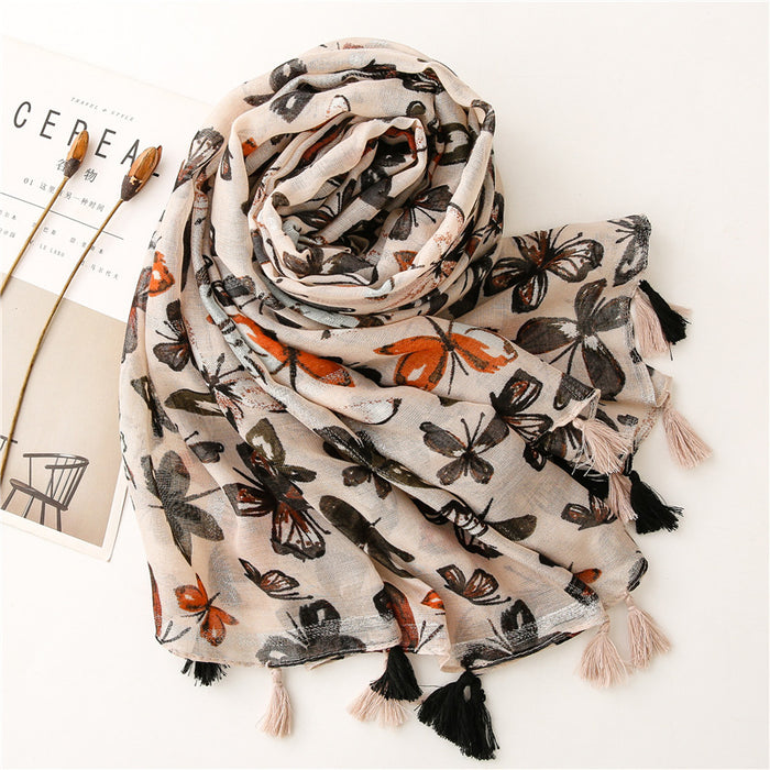 Women's Travel Sunscreen Long Gauze Cotton And Linen Feel Scarf