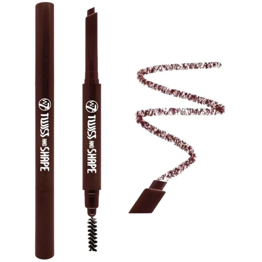 Eyebrow pencil with brush and wavy line on a white background