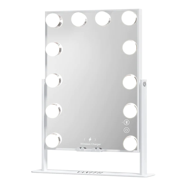 Hathaway Hollywood Slim Vanity Mirror with Wireless Charging L - 12 Dimmable LED Bulbs