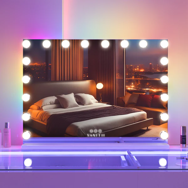 Mary Hollywood Glow Vanity Mirror with RGB - 18 Dimmable LED Bulbs