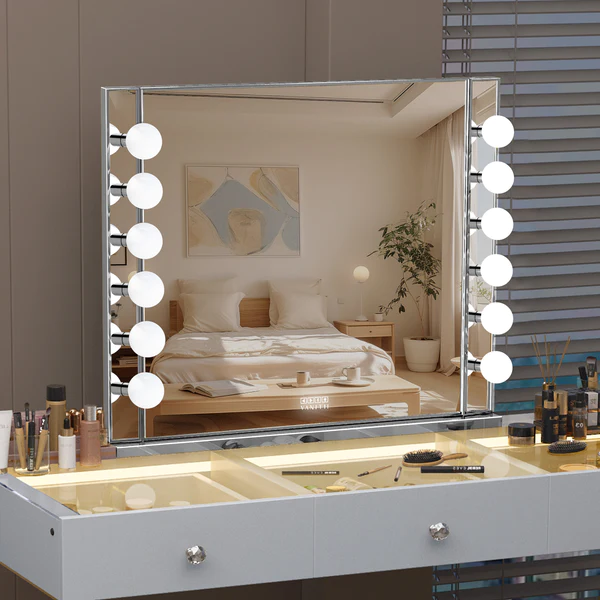 Chanel Silver Hollywood Vanity Mirror - 12 Dimmable LED Bulbs