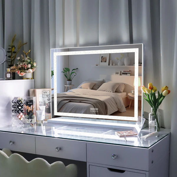 Crystal Hollywood Vanity Mirror with Bluetooth-Hollywood led strip Music Mirror