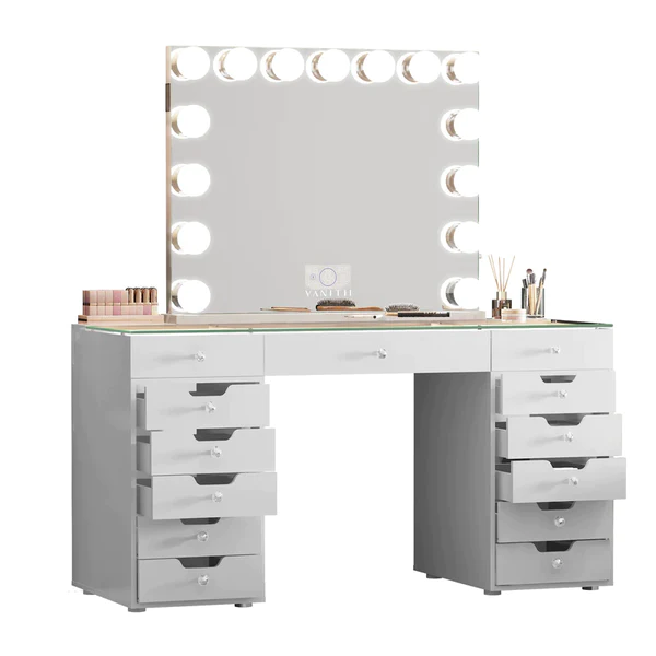 Eva-RGB Vanity Desk Pro - 13 Storage Drawers