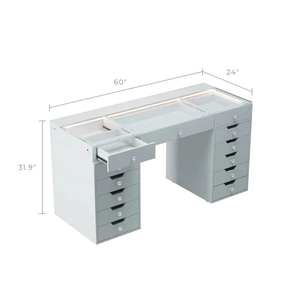 Eva-RGB Vanity Desk Pro - 13 Storage Drawers