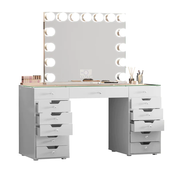 Eva Vanity Desk - 13 Storage Drawers