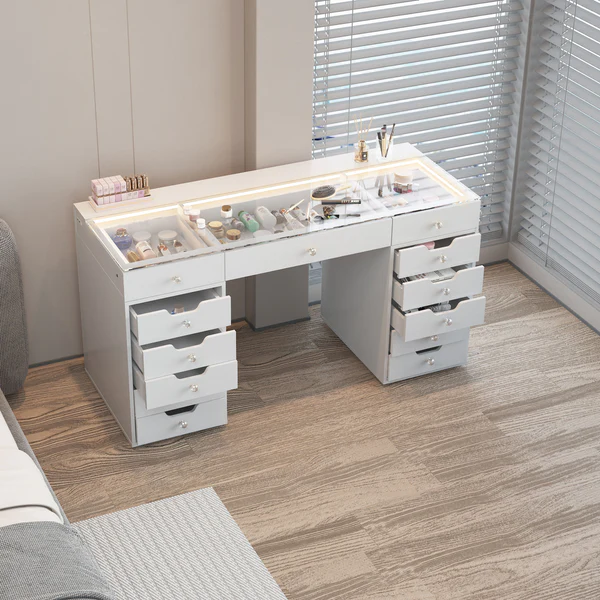 Eva Vanity Desk - 13 Storage Drawers