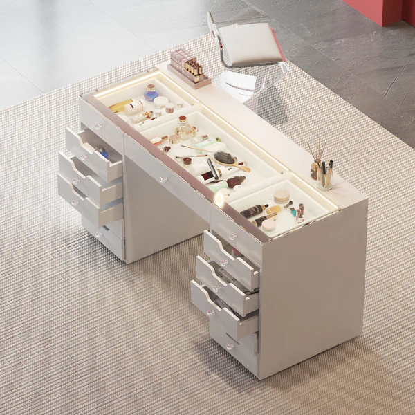 Eva Vanity Desk - 13 Storage Drawers