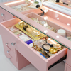 Eva Vanity Desk - 13 Storage Drawers - Pink