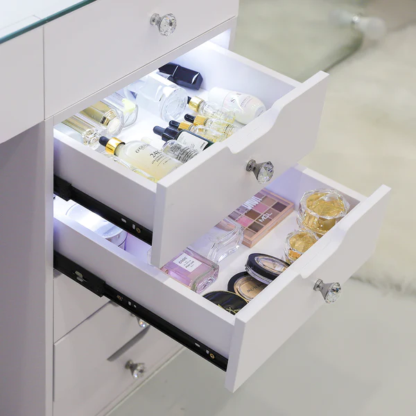 Eva Vanity Desk - 13 Storage Drawers with Full Light & RGB