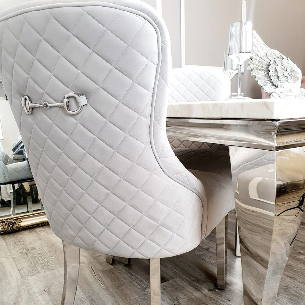 Kate Dining Chair ALL COLOURS with Chrome Clasp & Quilted Back