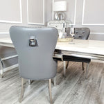 Mayfair Leather Dining Chairs ALL COLOURS Plain Back/Square Knocker