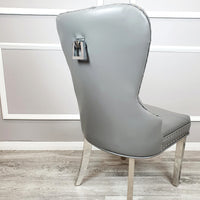 Mayfair Leather Dining Chairs ALL COLOURS Plain Back/Square Knocker