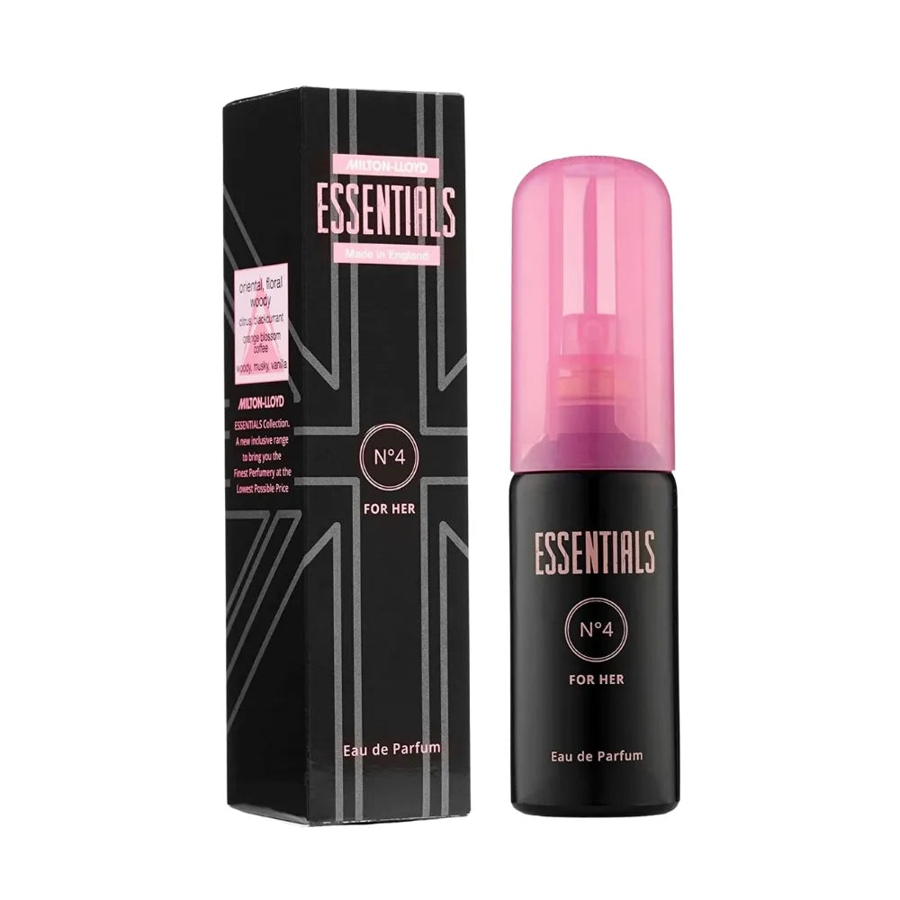 Essentials Eau de Parfum bottle and packaging on a white background