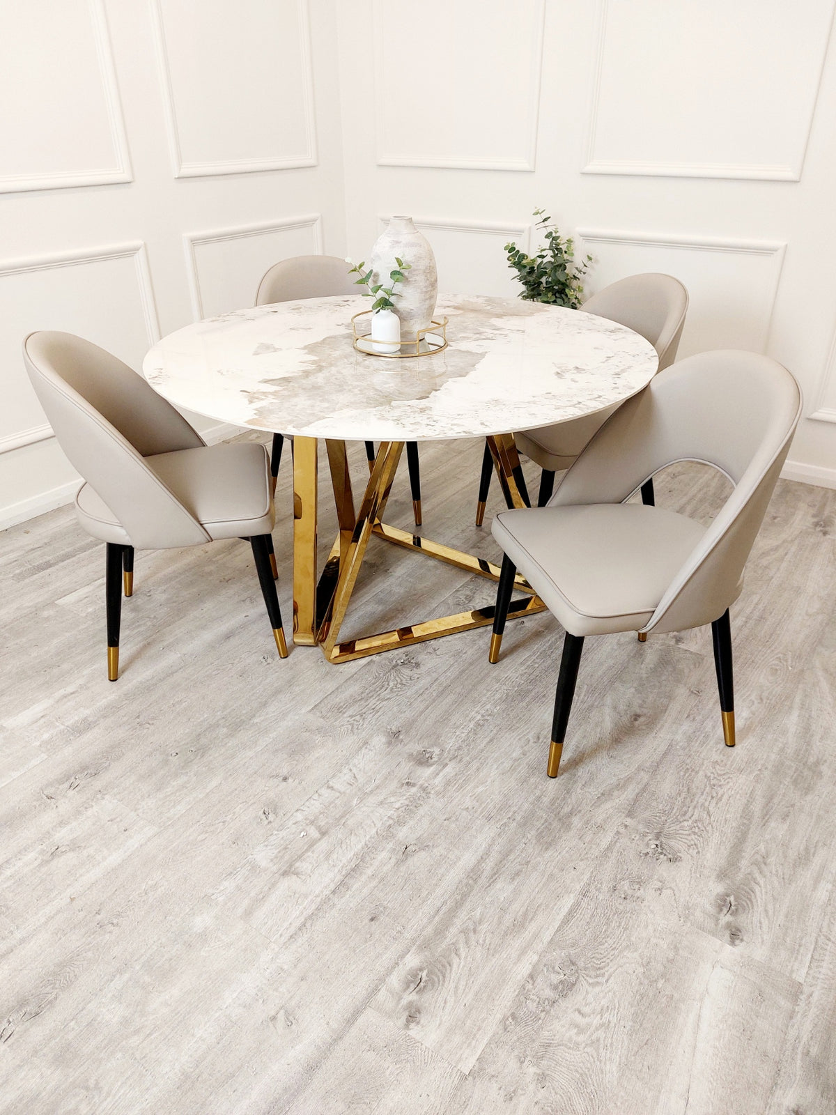 Nero Gold 1.3 Round Dining Table with Sintered Stone Top