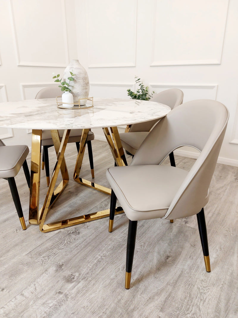 Nero Gold 1.3 Round Dining Table with Sintered Stone Top