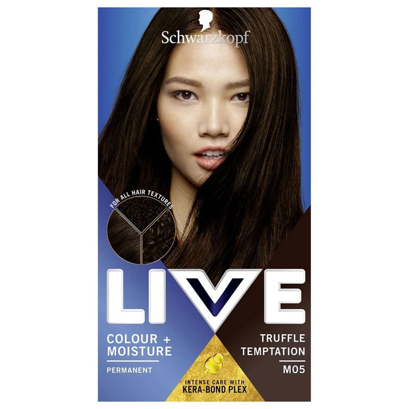 Schwarzkopf LIVE hair color packaging with a model and product details.