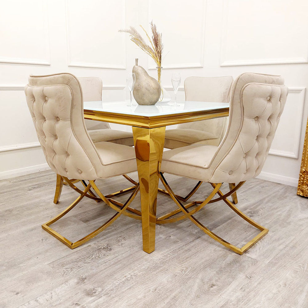 Sandhurst X Leg Dining Chair in Gold