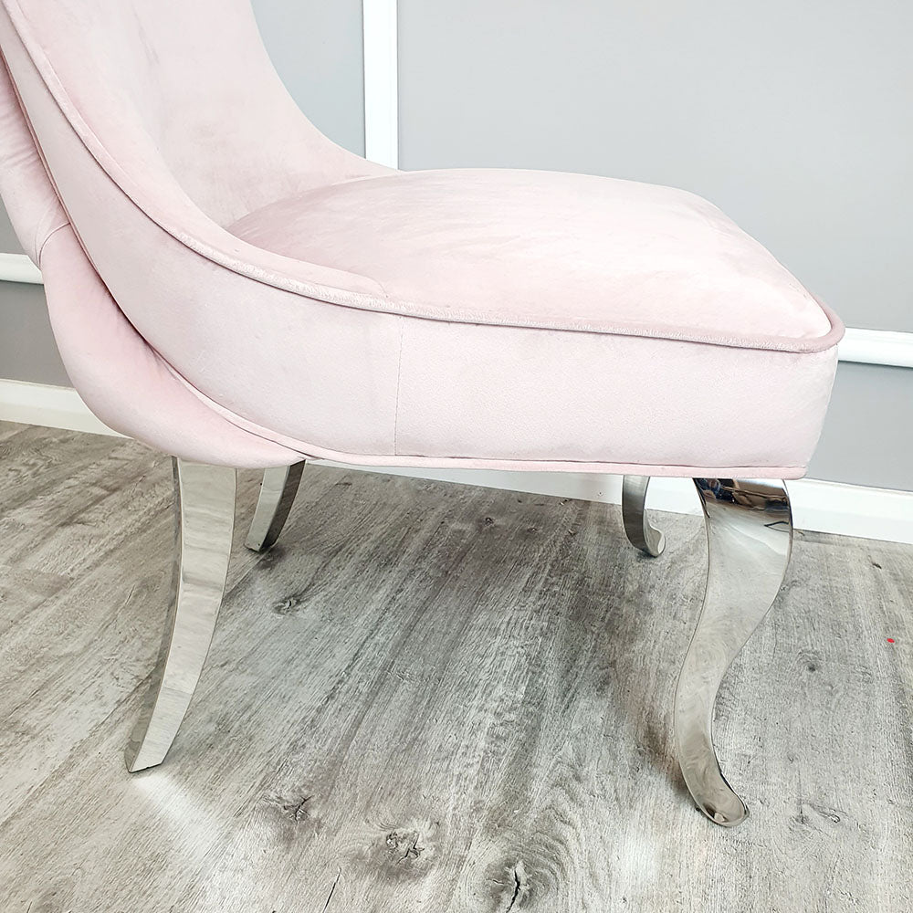 Sandhurst Dining Chair Straight Leg in Pink Velvet