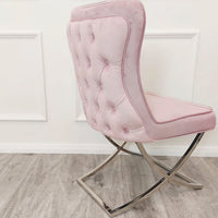 Sandhurst Dining Chair X Leg in Pink Velvet