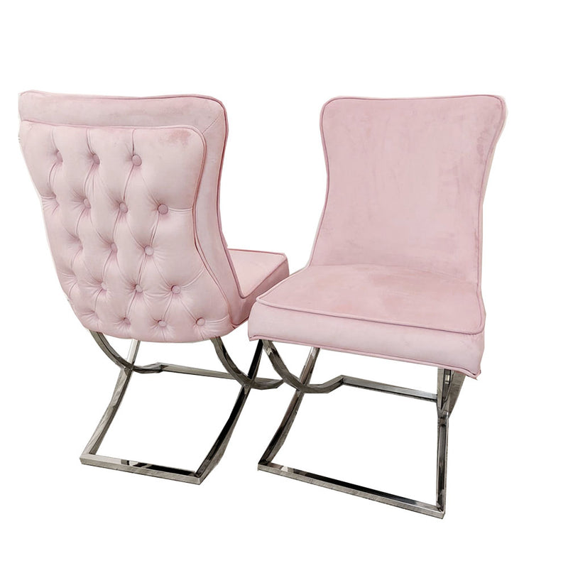 Sandhurst Dining Chair X Leg in Pink Velvet