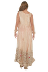 Gold maxi dress in net with zari embellishment