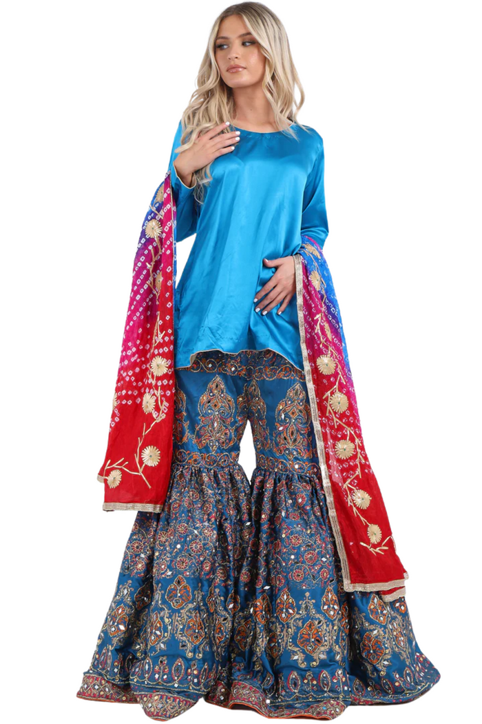 Summery Sky Blue Gharara