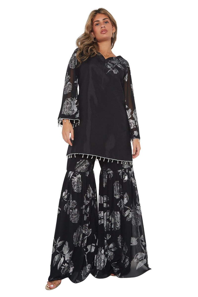 Black and Silver Gharara Suit