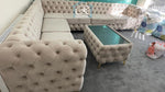 Ashton Jumbo Luxury Chesterfield 6 Seater Large Corner Couch Plush Cream Sofa