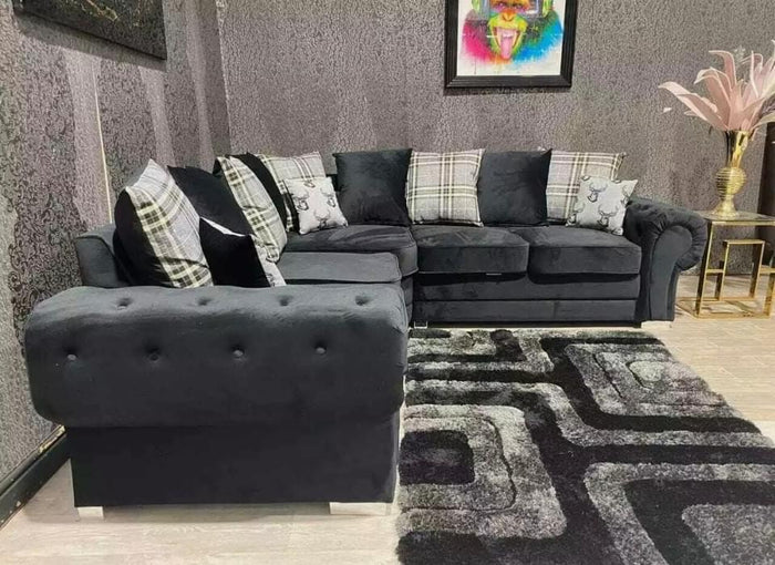 Verona Black Chesterfield Sofa Double Corner