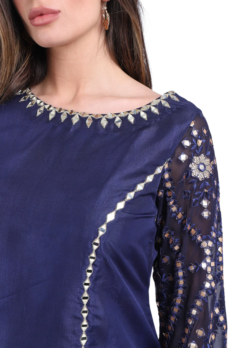 Navy Blue New Mirrored Kurta Top