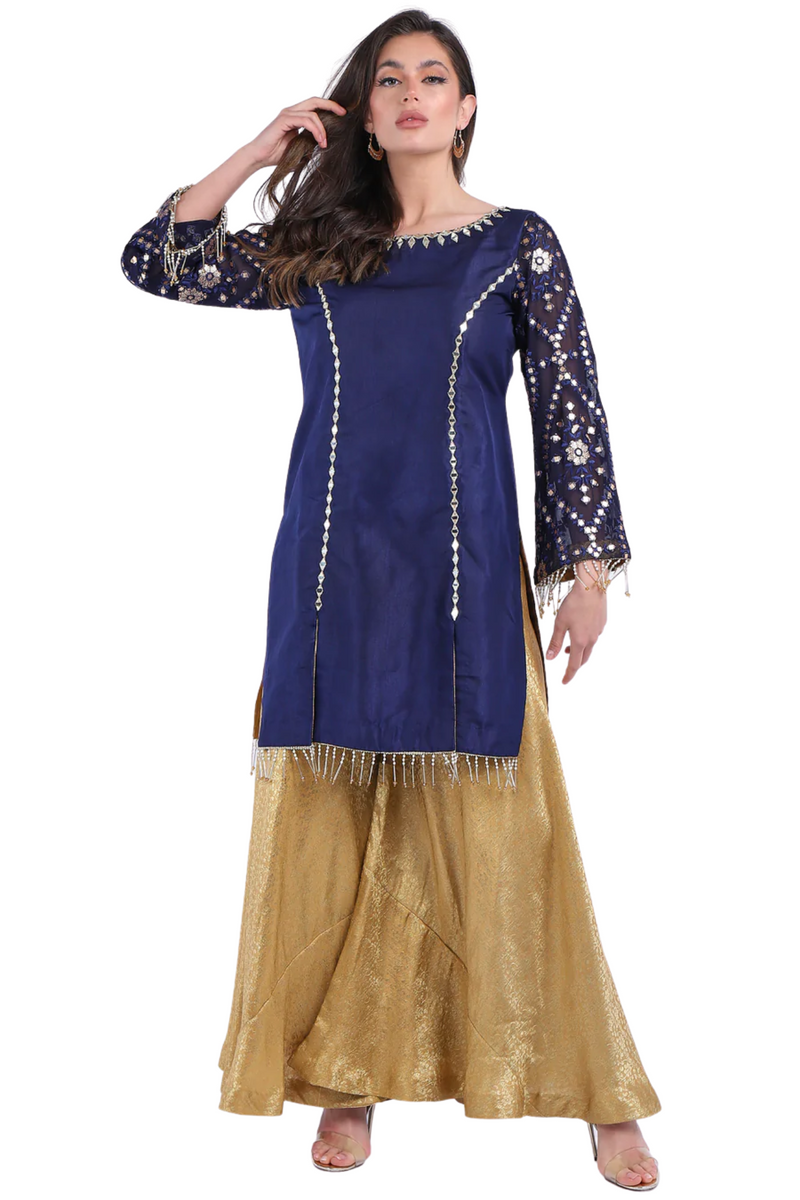 Navy Blue New Mirrored Kurta Top