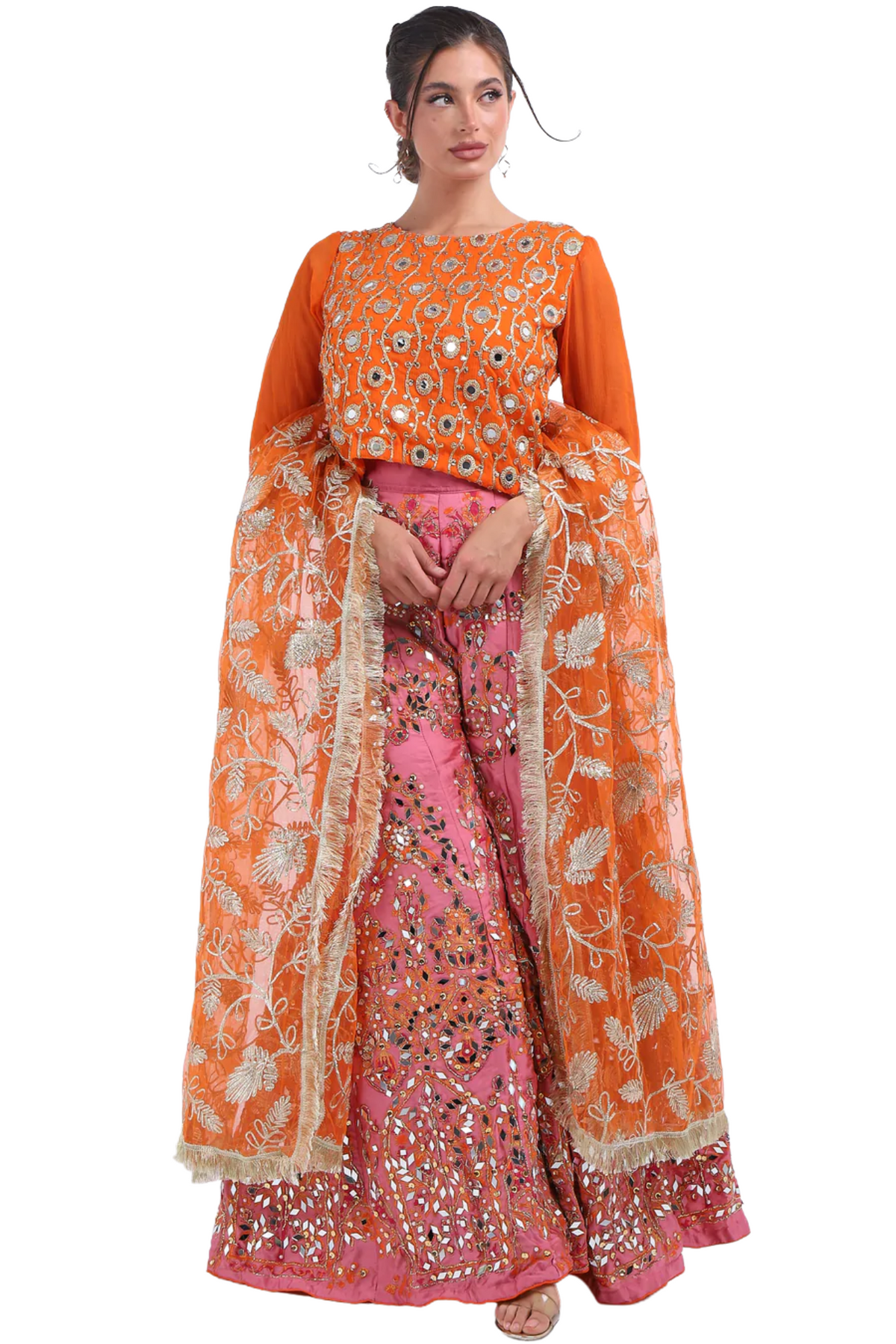 Pink Embellished Sharara