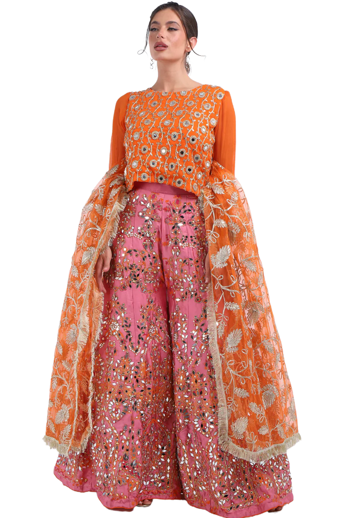 Pink Embellished Sharara