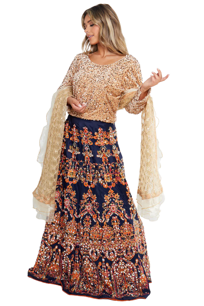 Navy Blue Lengha