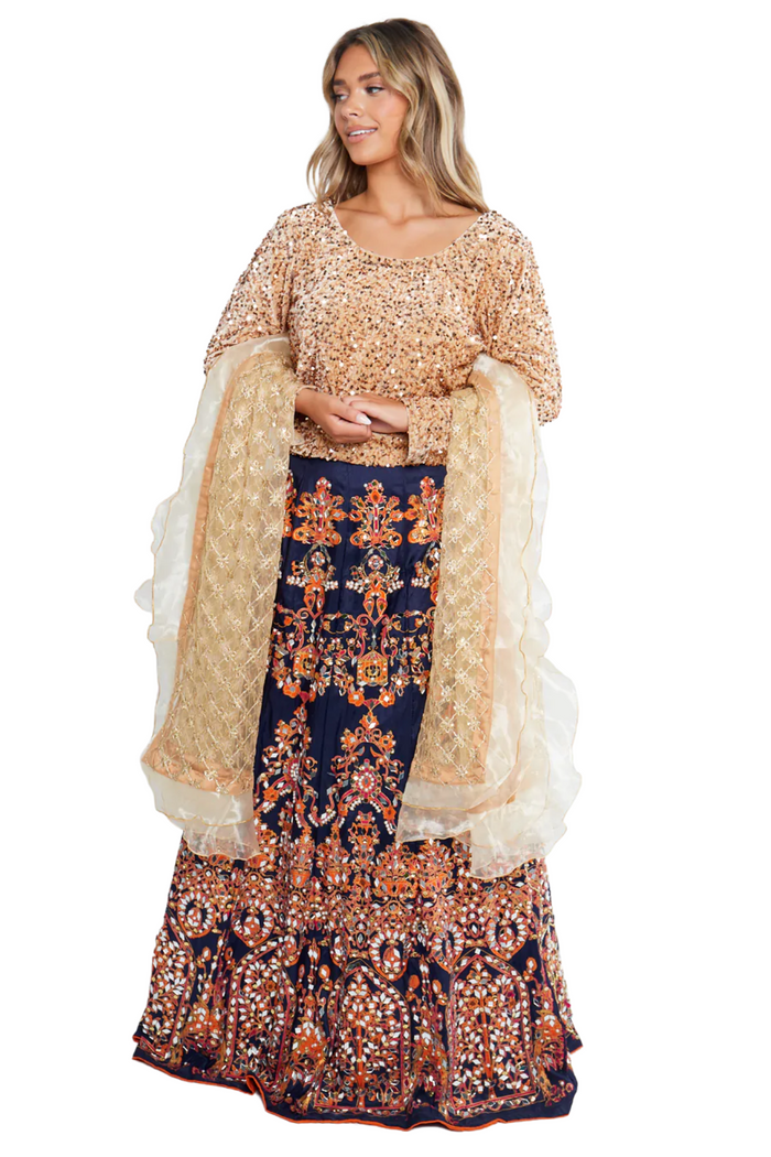 Navy Blue Lengha