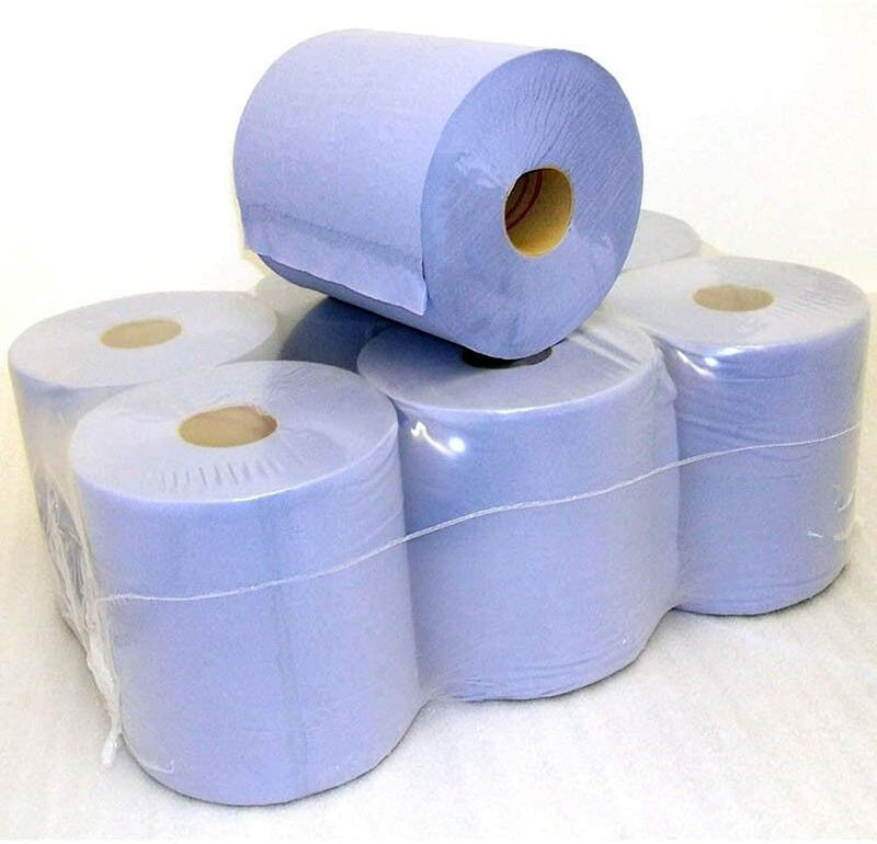 Centrefeed Dispenser 12 Blue Roll Paper Absorbant Embossed Wipe Hand Towel Tissue