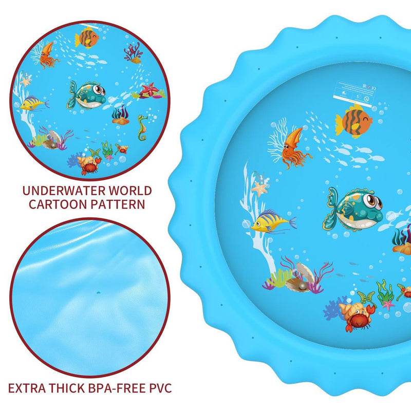 SOKA 168cm Round Inflatable Sprinkler Splash Pad Play Mat Water Summer Toy Kids