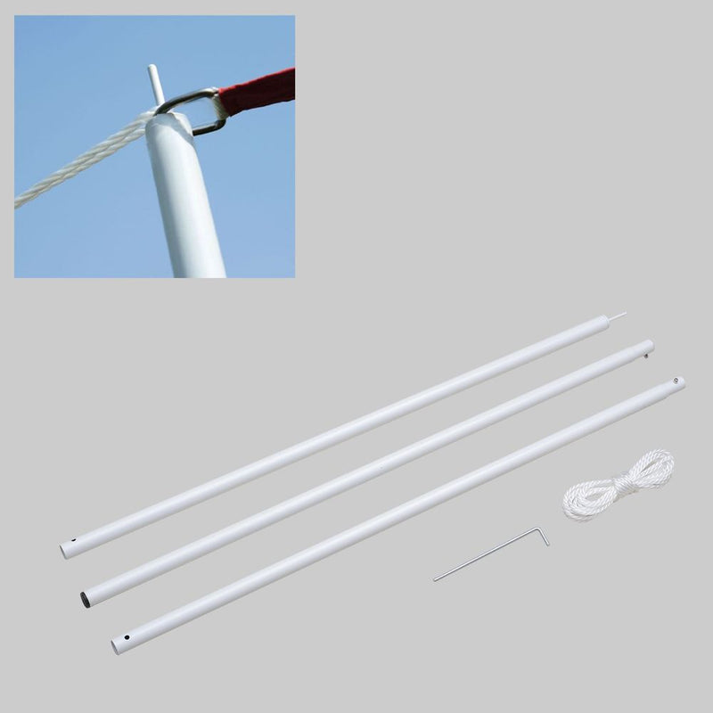Sail Shade Pole with Eye Bolt Kit Canopy Pole 3m Long Adjustable Rope Metal