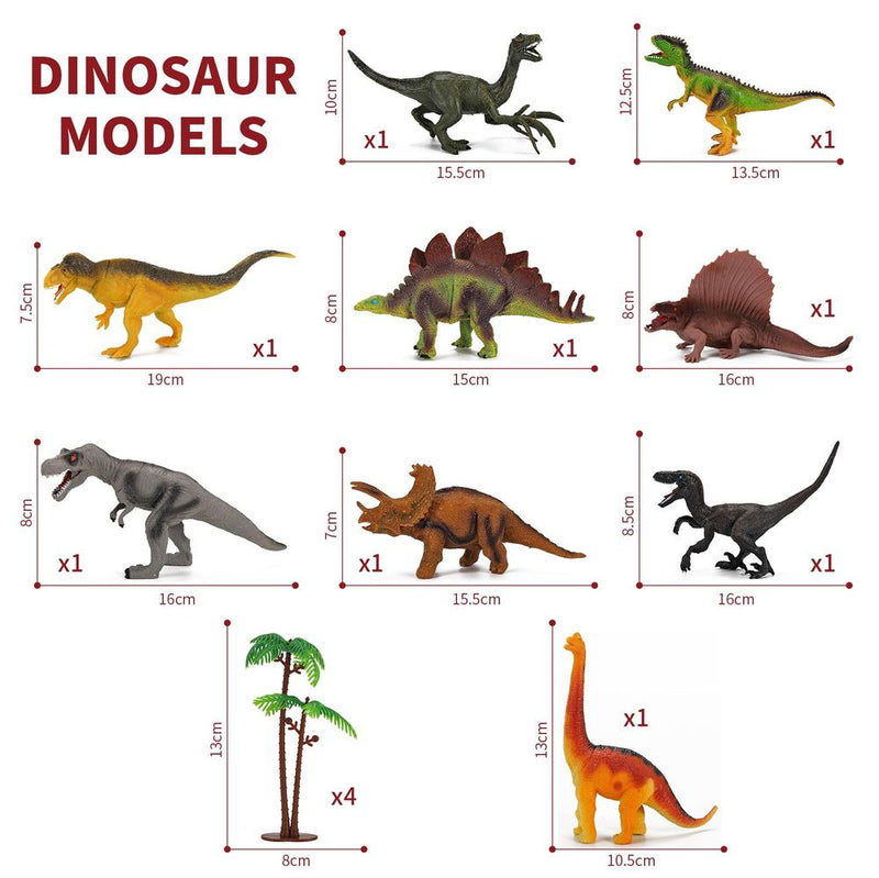 SOKA Dinosaur Jurassic Toy Figure Set with Activity Play Mat & Trees for kids