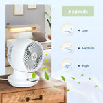 28cm Electric Table Desk Fan with 3 Speed, Remote, Small White