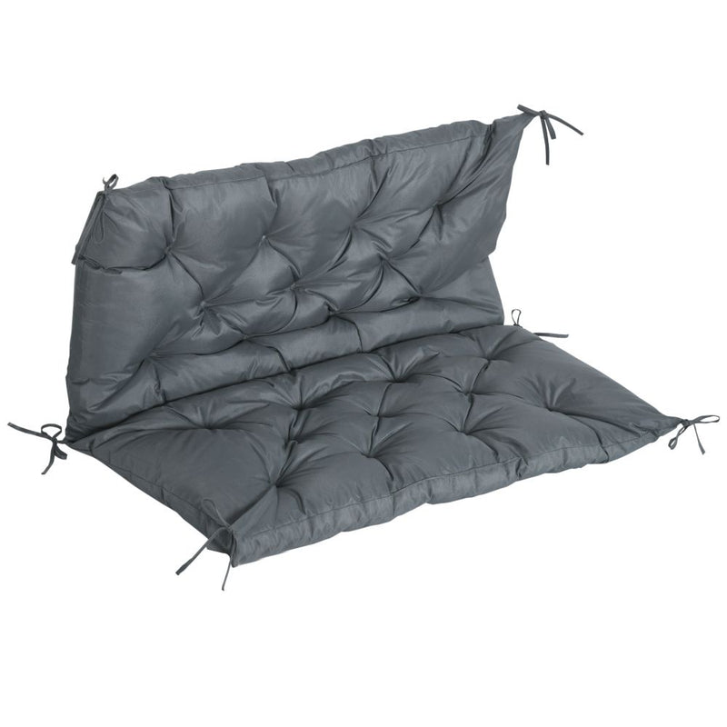2 Seater Garden Bench Cushion Outdoor Seat Pad with Ties Dark Grey
