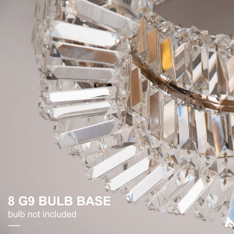 Crystal Ceiling Light Chandeliers Stainless Steel Pendant Silver