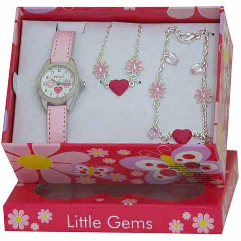 Ravel Little Gems Hearts and Flowers Watch, Necklace & Bracelet Set R2214N