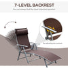 Outsunny Sun Lounger Recliner w/ Pillow Foldable 7 Levels Texteline Brown