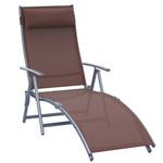 Outsunny Sun Lounger Recliner w/ Pillow Foldable 7 Levels Texteline Brown