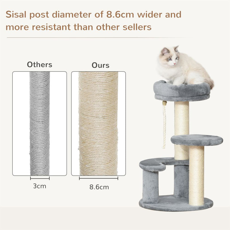 Cat Tree Scratcher Kitty Activity Play Center Post 2 Perch w/ Hanging Sisal Rope