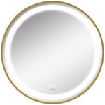LED Bathroom Mirror Wall Mounted Round Vanity Mirror w/ Lights, Time Display