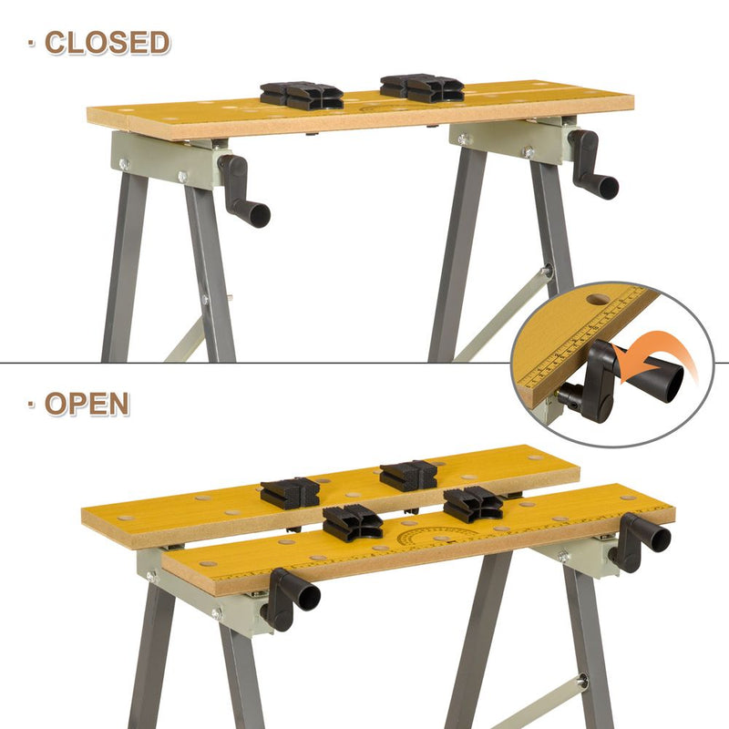 4-1 Work Bench, Saw Horse Clamp Table for DIY Home Garage, Grey